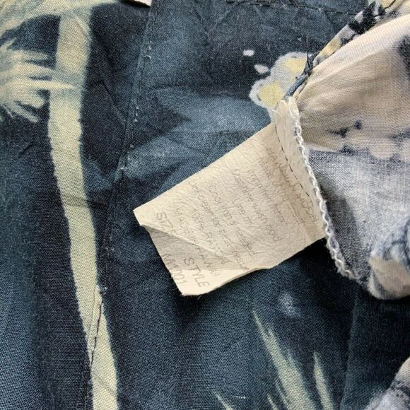 Hawaiian Moon Aloha Shirt Men’s XL Blue White Hibiscus Flower Button Front - Picture 7 of 7